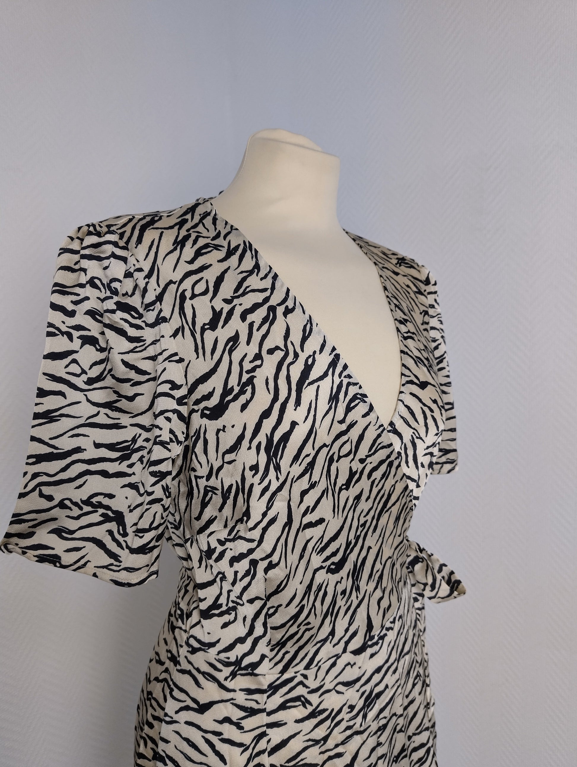 Close-up view of dress fabric and pattern