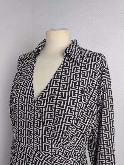 Vila Vibana Black Graphic Wrap Dress