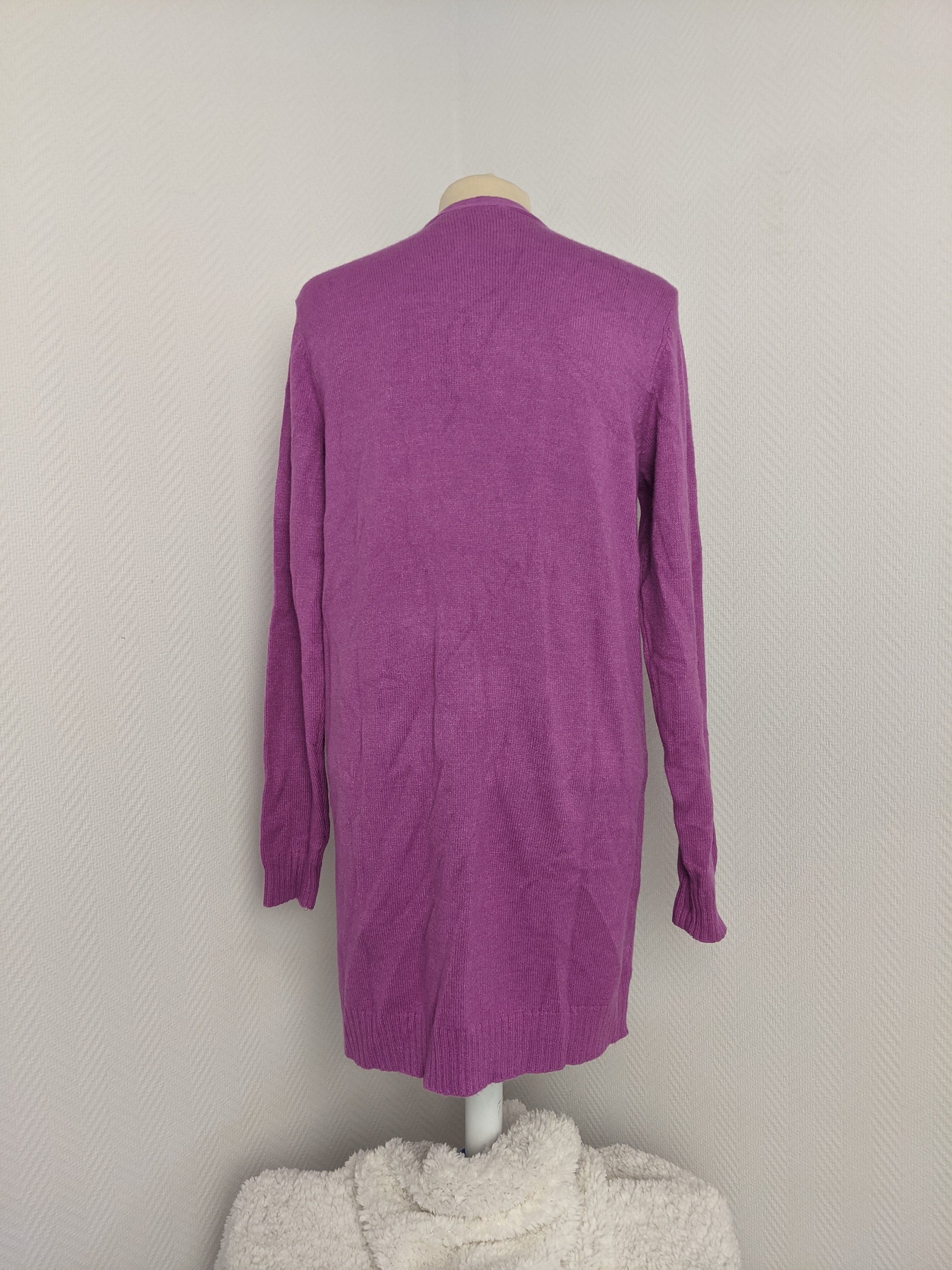 Back view of purple Vila open-front cardigan