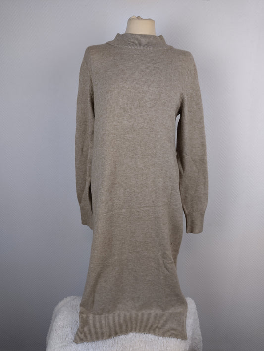 Front view of Vila beige knitted sweater dress