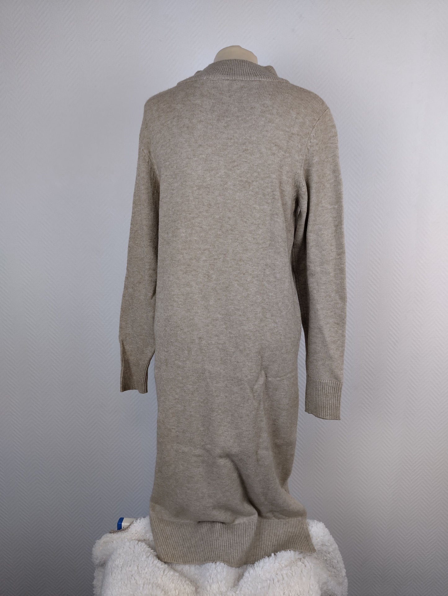 Back view of Vila beige knitted sweater dress
