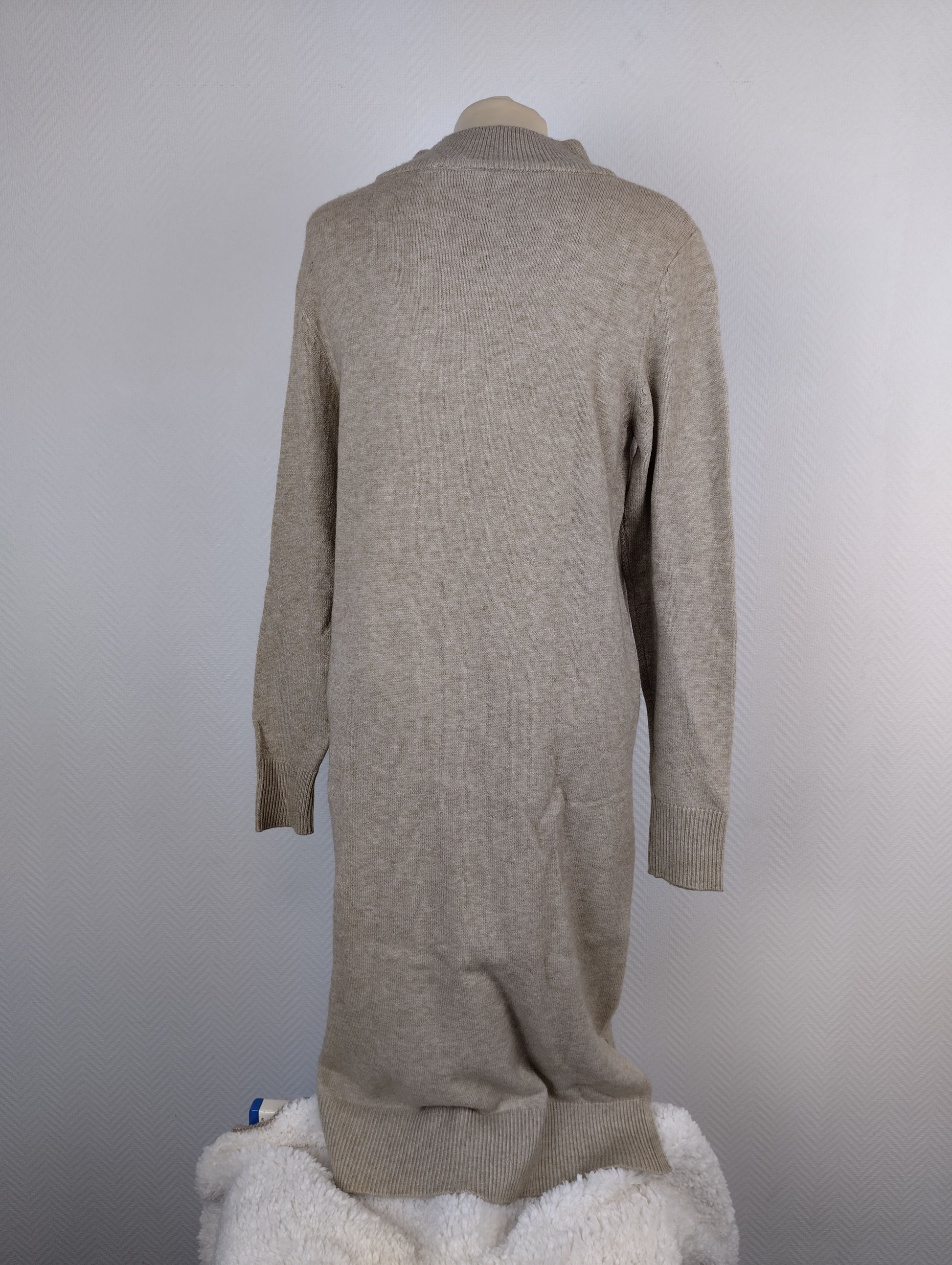 Back view of Vila beige knitted sweater dress