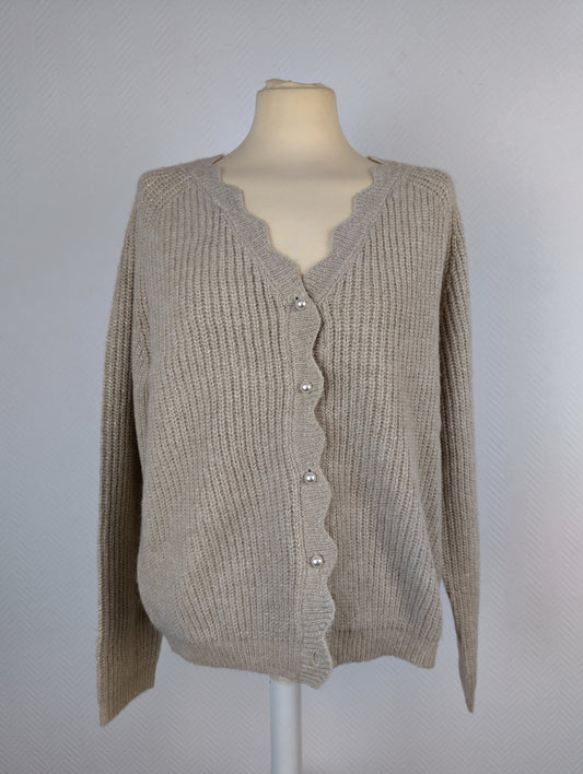Front view of Vila Natural Glitter Knit Cardigan