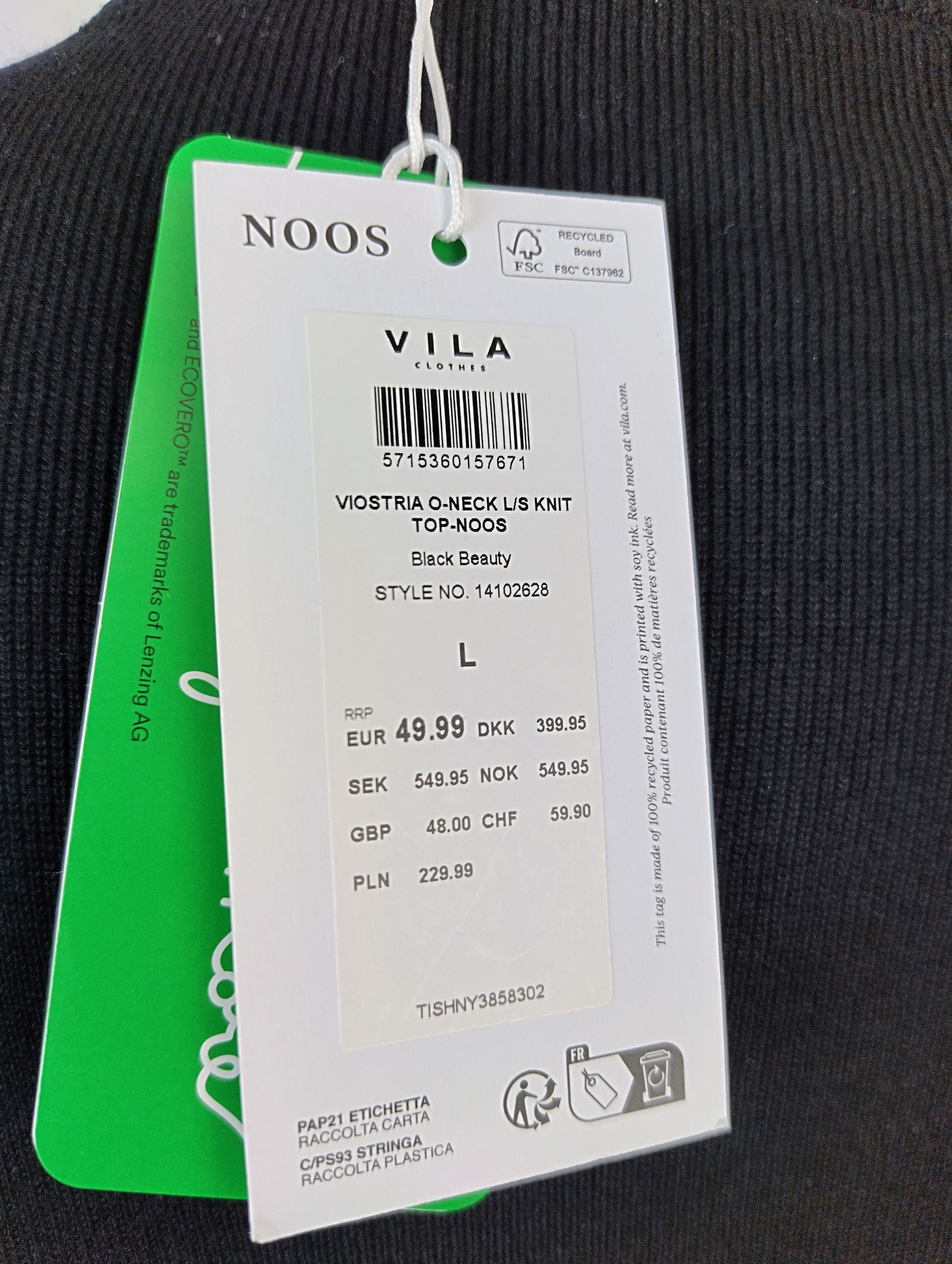 Tag details of black Vila knit sweater