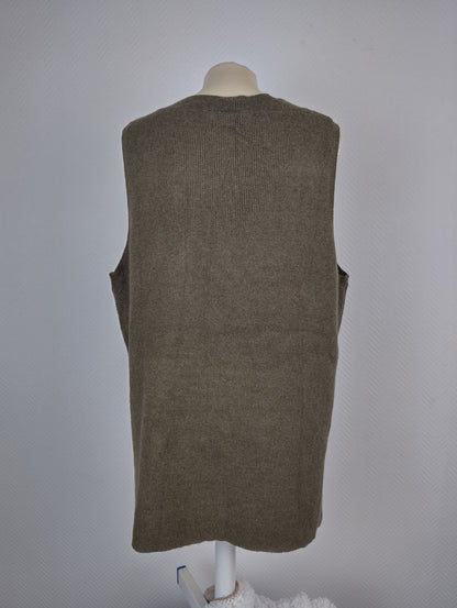 Back view of olive green knit vest