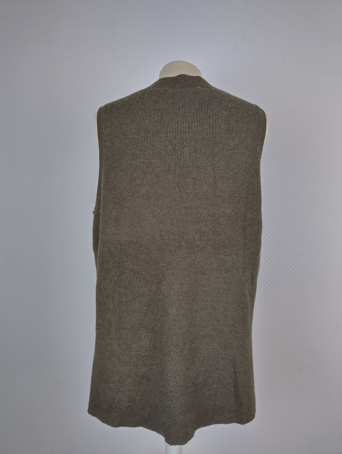 Back view of olive green knit vest