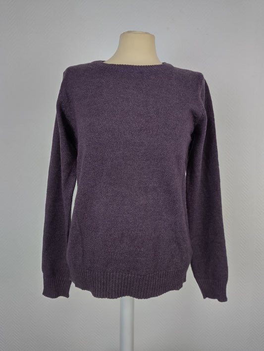 Front view of plum purple knit sweater