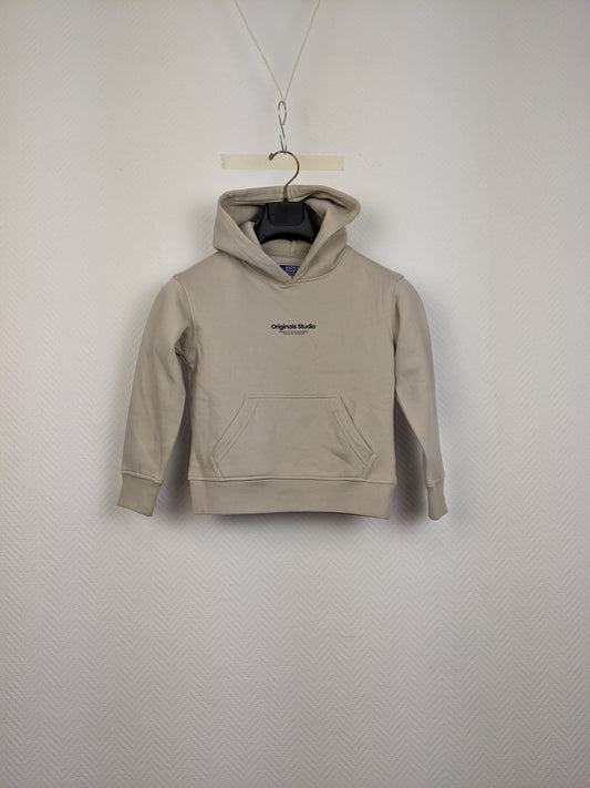 Front view of beige Jack & Jones hoodie