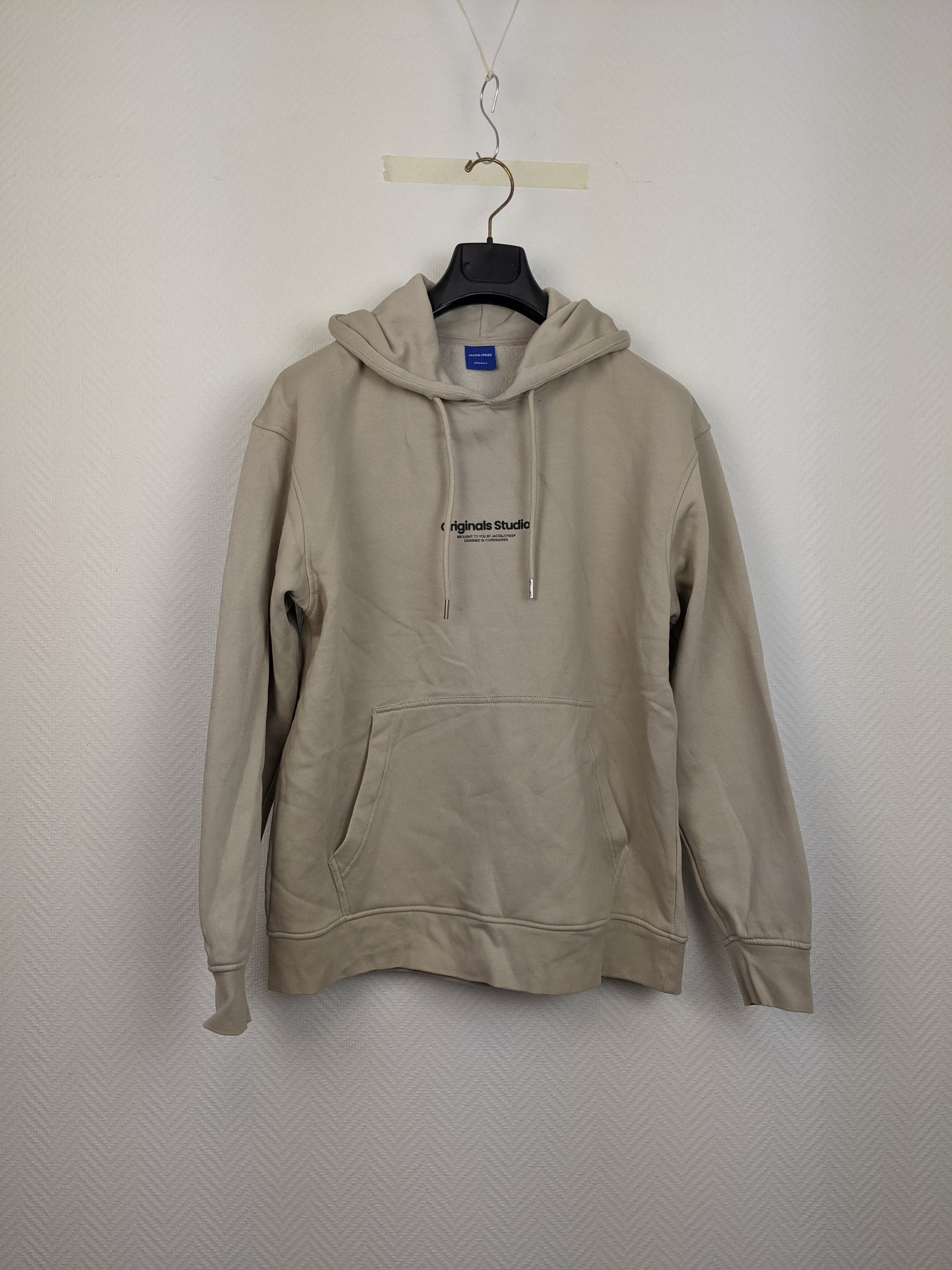 Front view of Jack & Jones beige hoodie