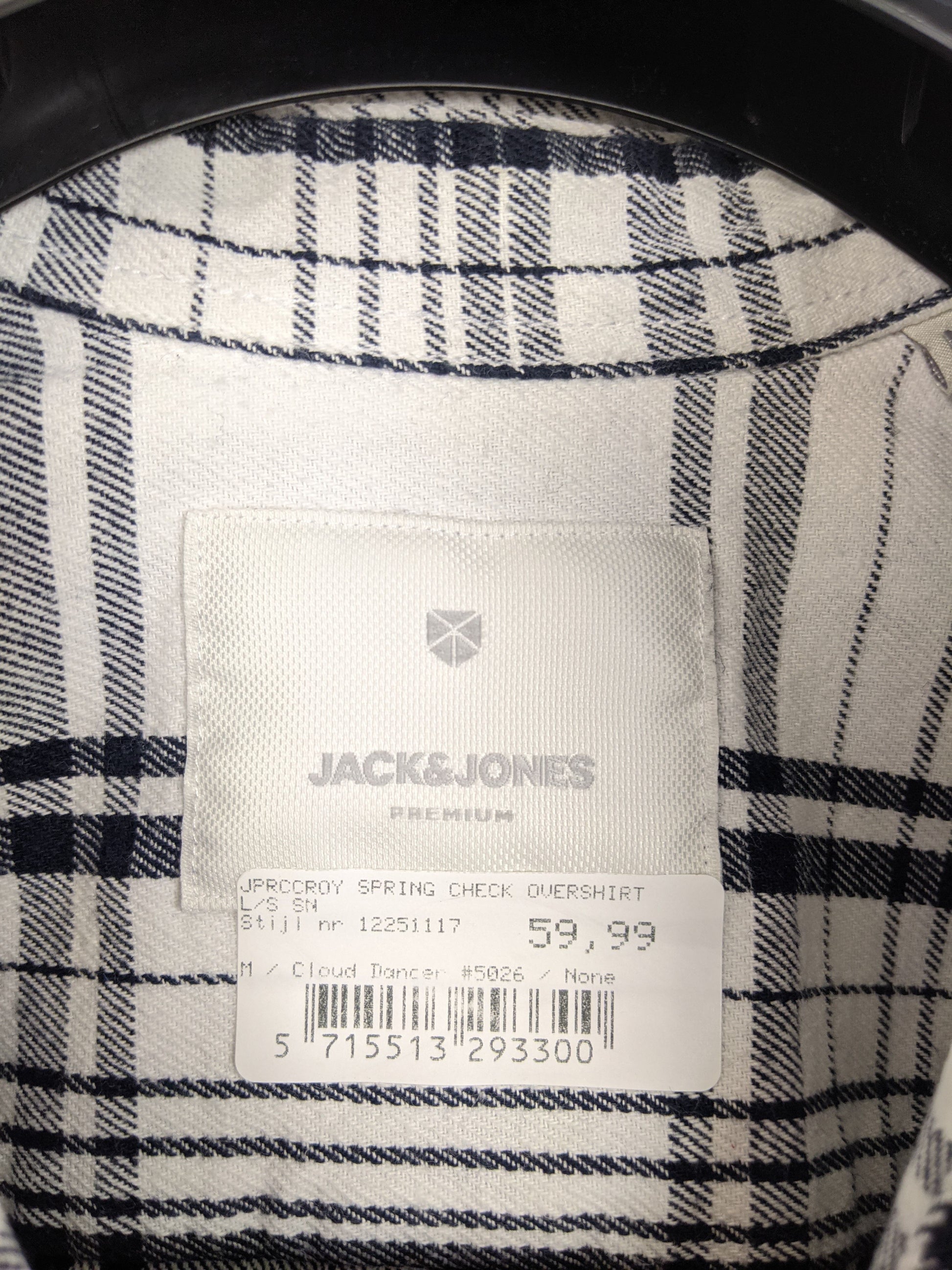 Label of Jack & Jones plaid overshirt