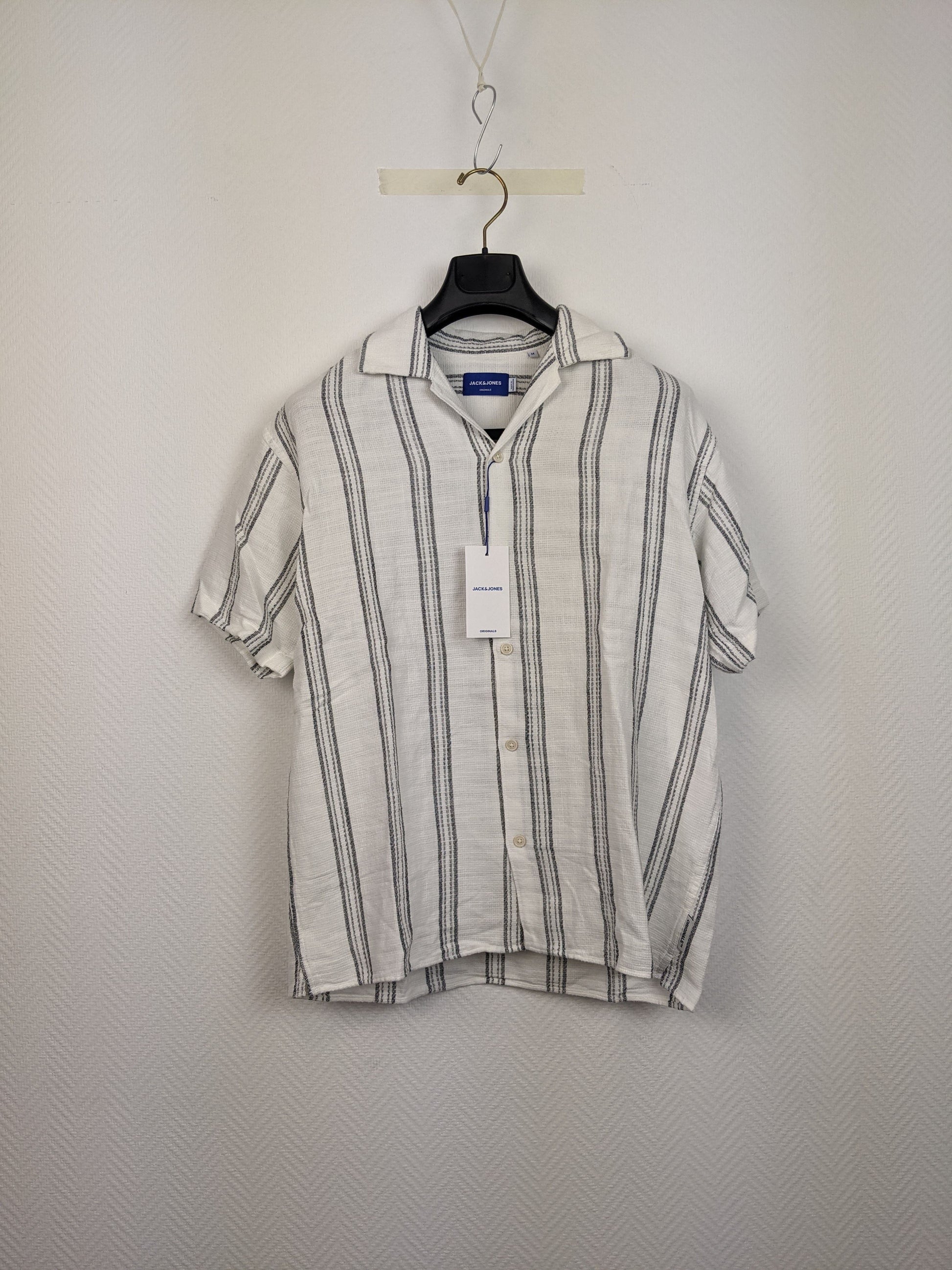 Front view of Jack & Jones striped short-sleeve shirt