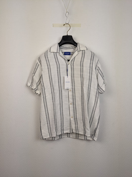 Front view of Jack & Jones striped short-sleeve shirt