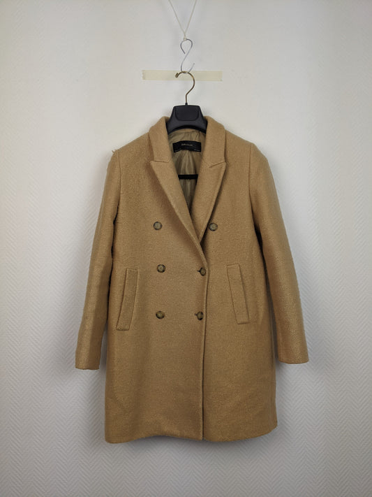 Front view of Zara Basic camel coat