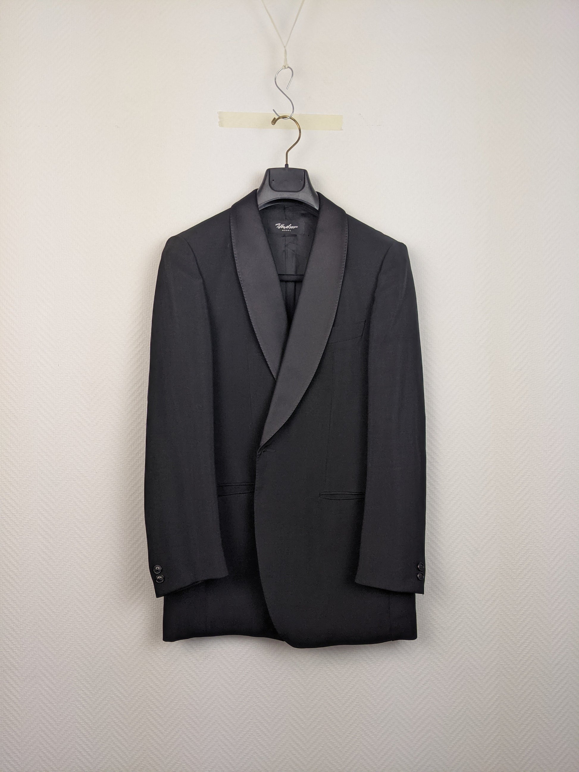 Front view of black tuxedo jacket