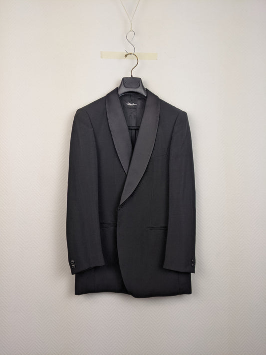 Front view of black tuxedo jacket