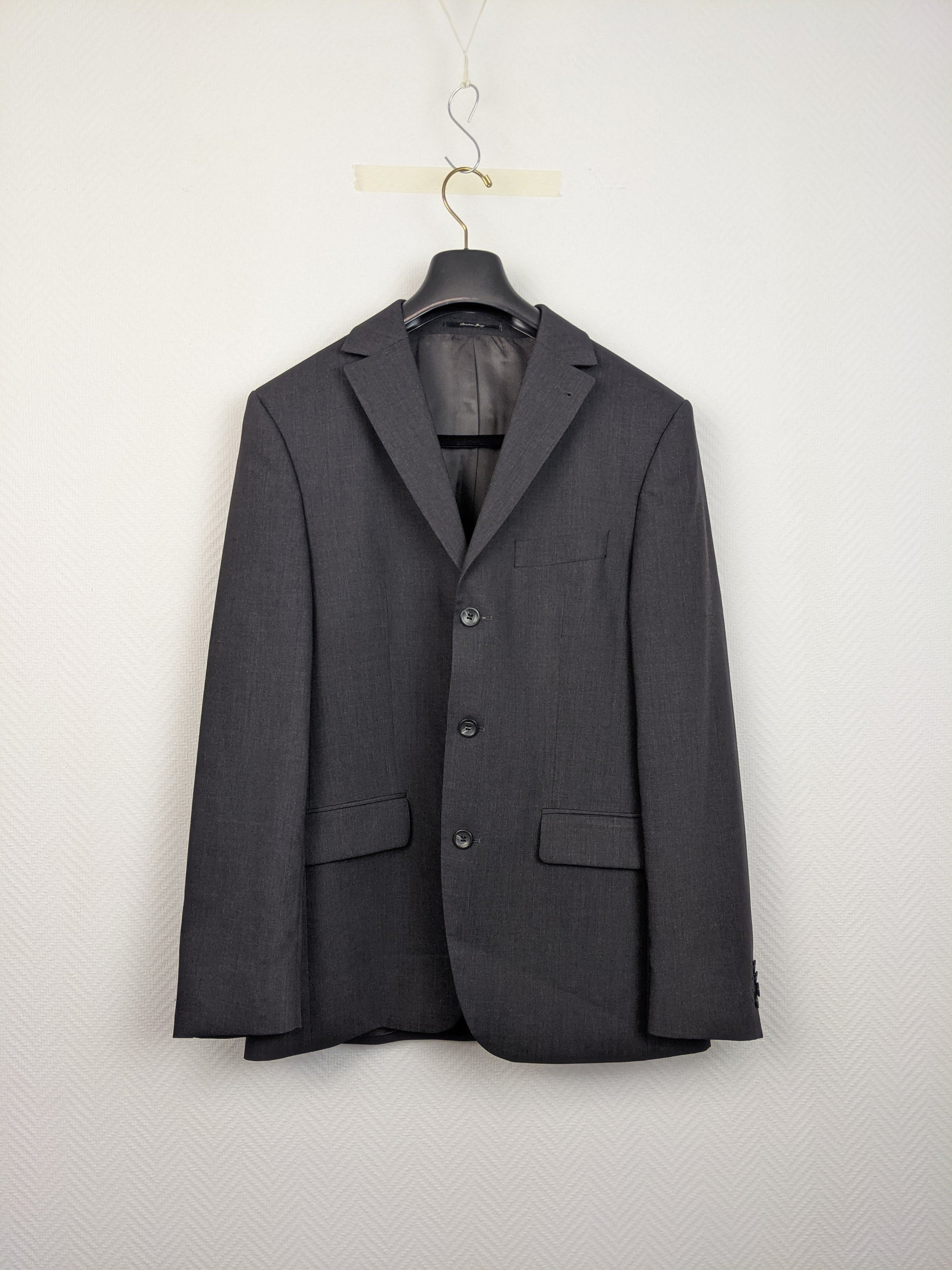 Front view of Christian Berg charcoal gray blazer