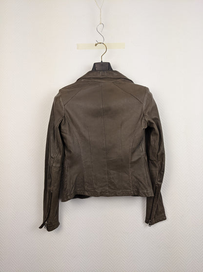 Back view of Pauw Amsterdam brown leather jacket