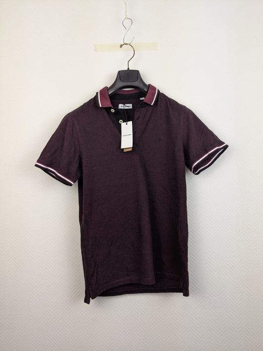 Front view of Jack & Jones maroon polo shirt