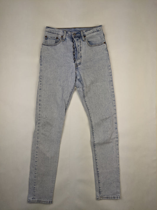 Front view of Levi's light blue jeans
