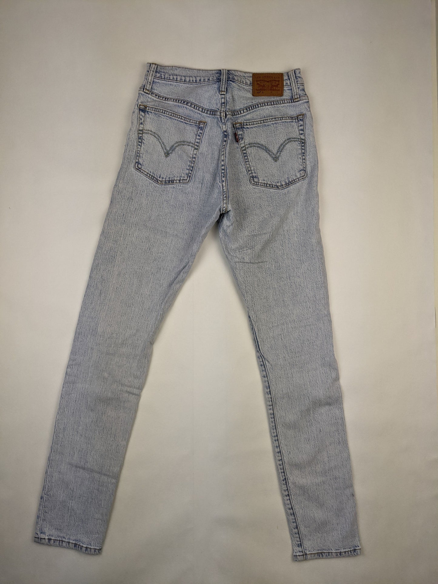 Back view of Levi's light blue jeans