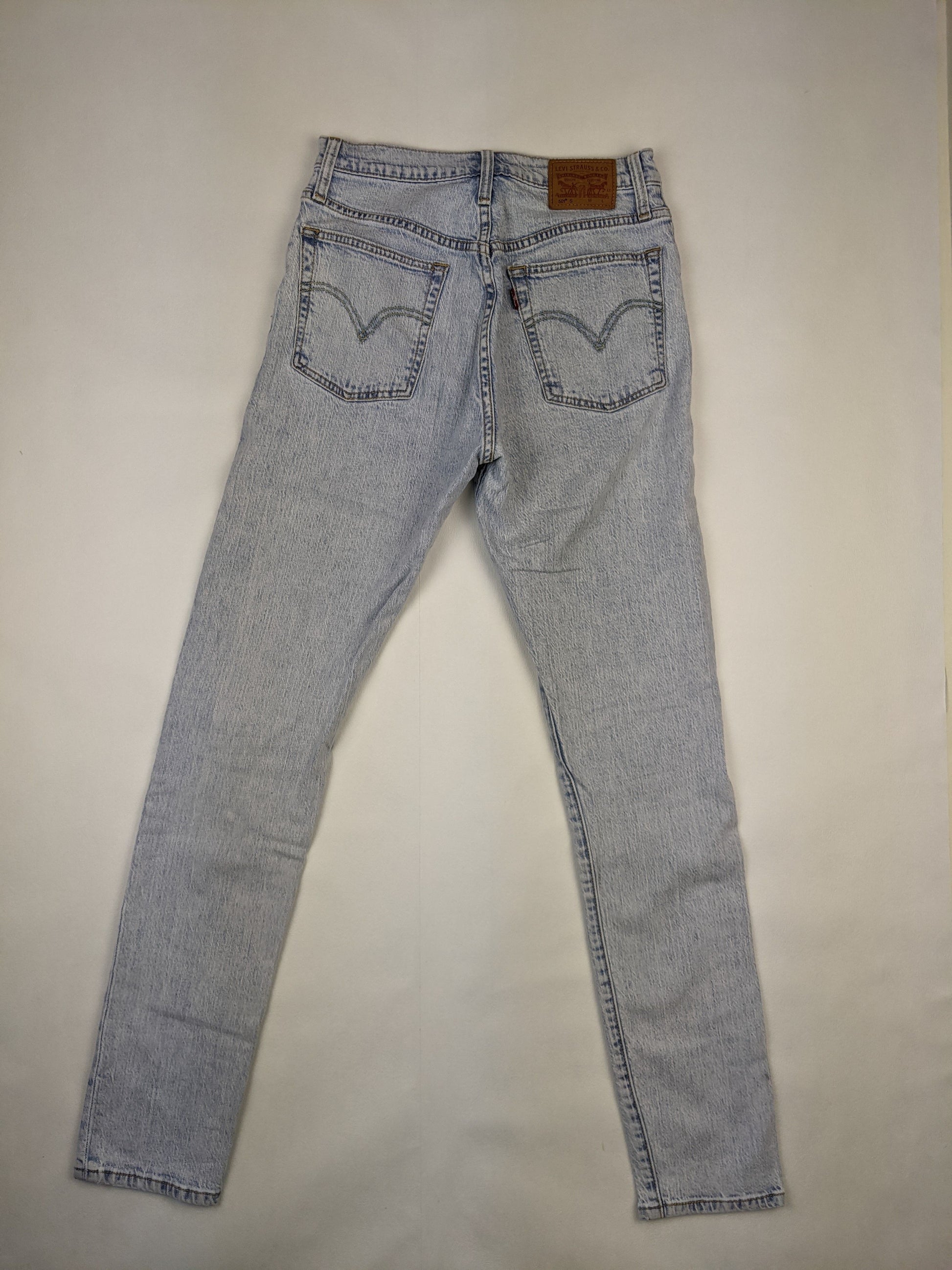 Back view of Levi's light blue jeans