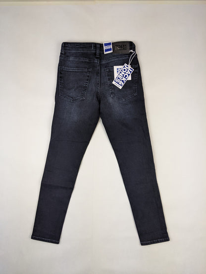 Back view of Jack & Jones dark wash skinny jeans