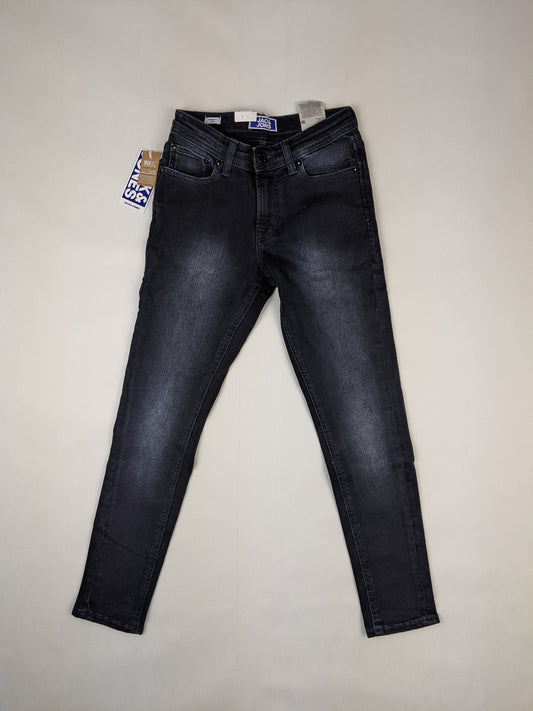 Front view of Jack & Jones black skinny jeans