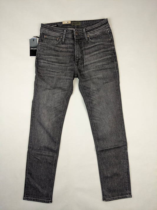 Front view of Jack & Jones dark wash jeans