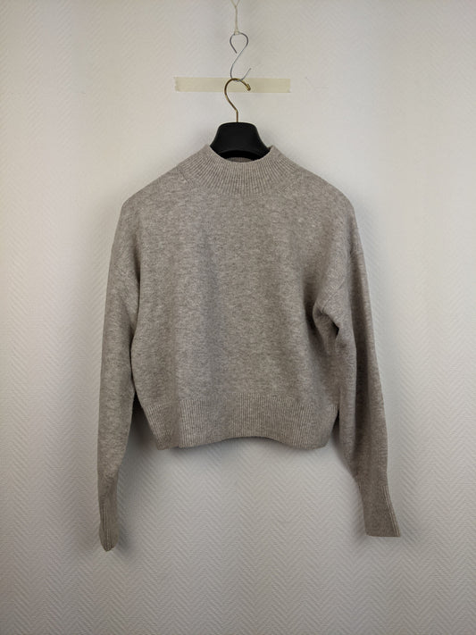 Front view of grey wool sweater
