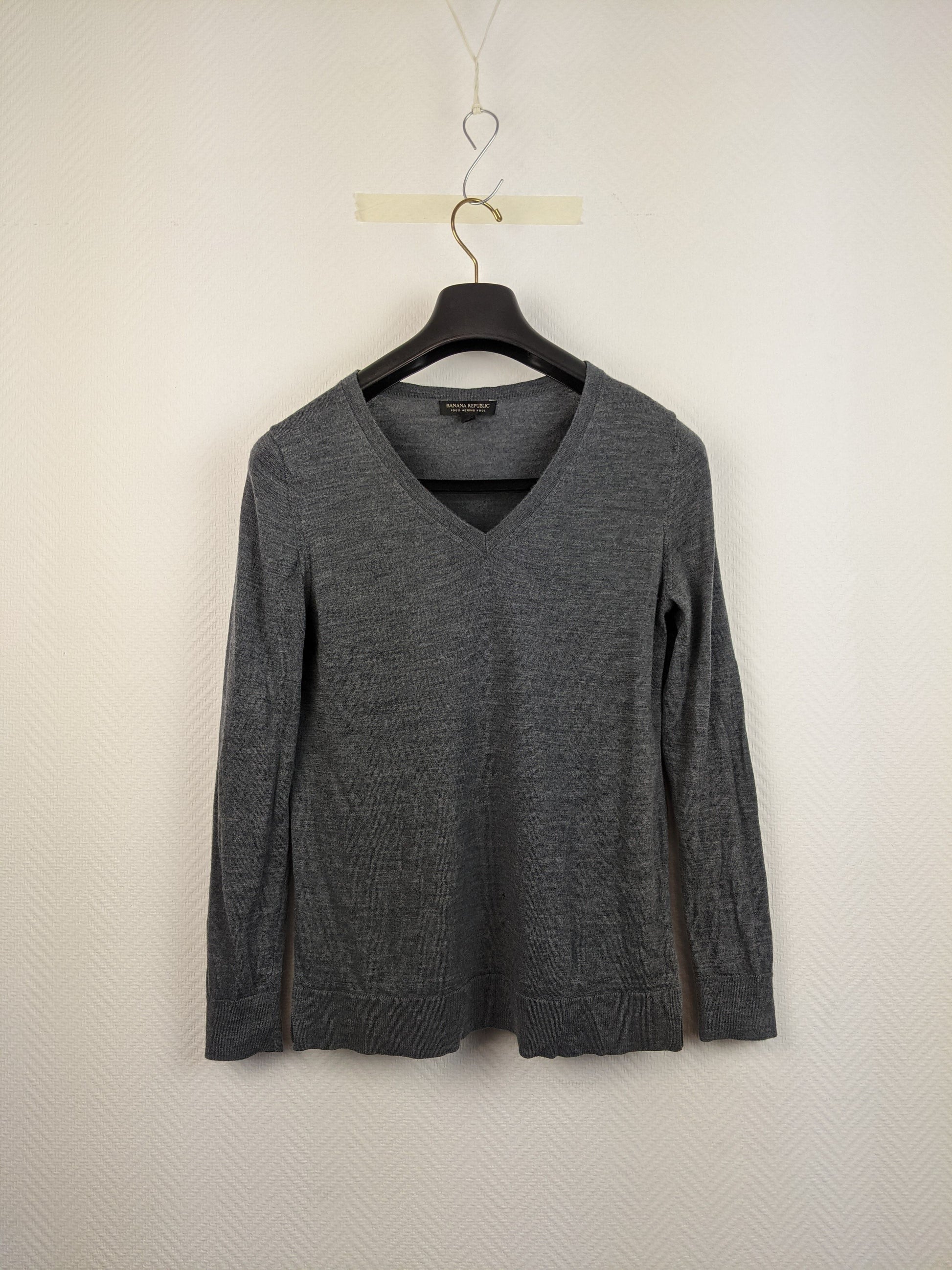 Front view of grey merino wool sweater