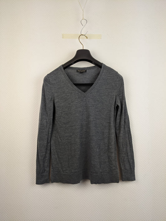 Front view of grey merino wool sweater