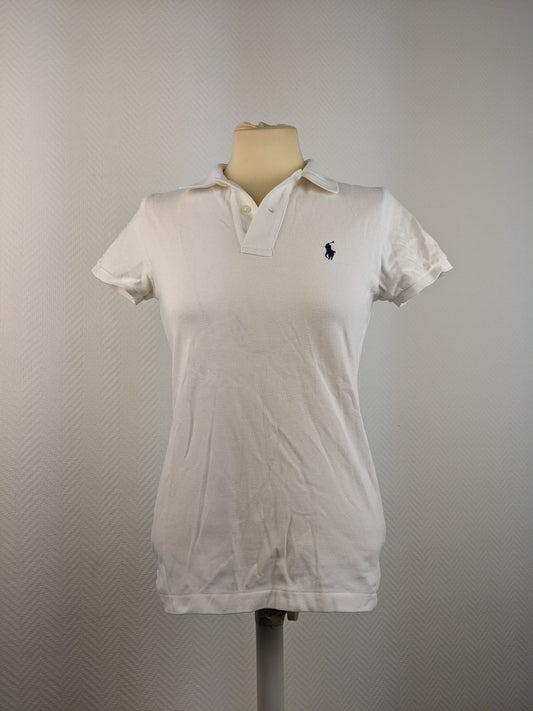 Front view of Ralph Lauren white polo shirt