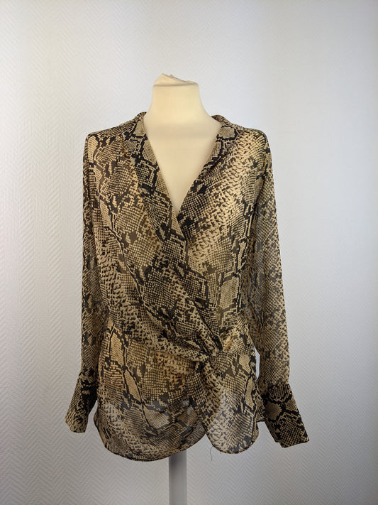 Front view of snake print blouse