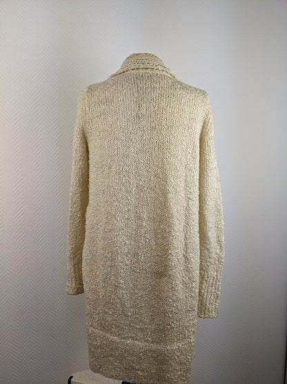 Back view of Cotton Club cream open front cardigan