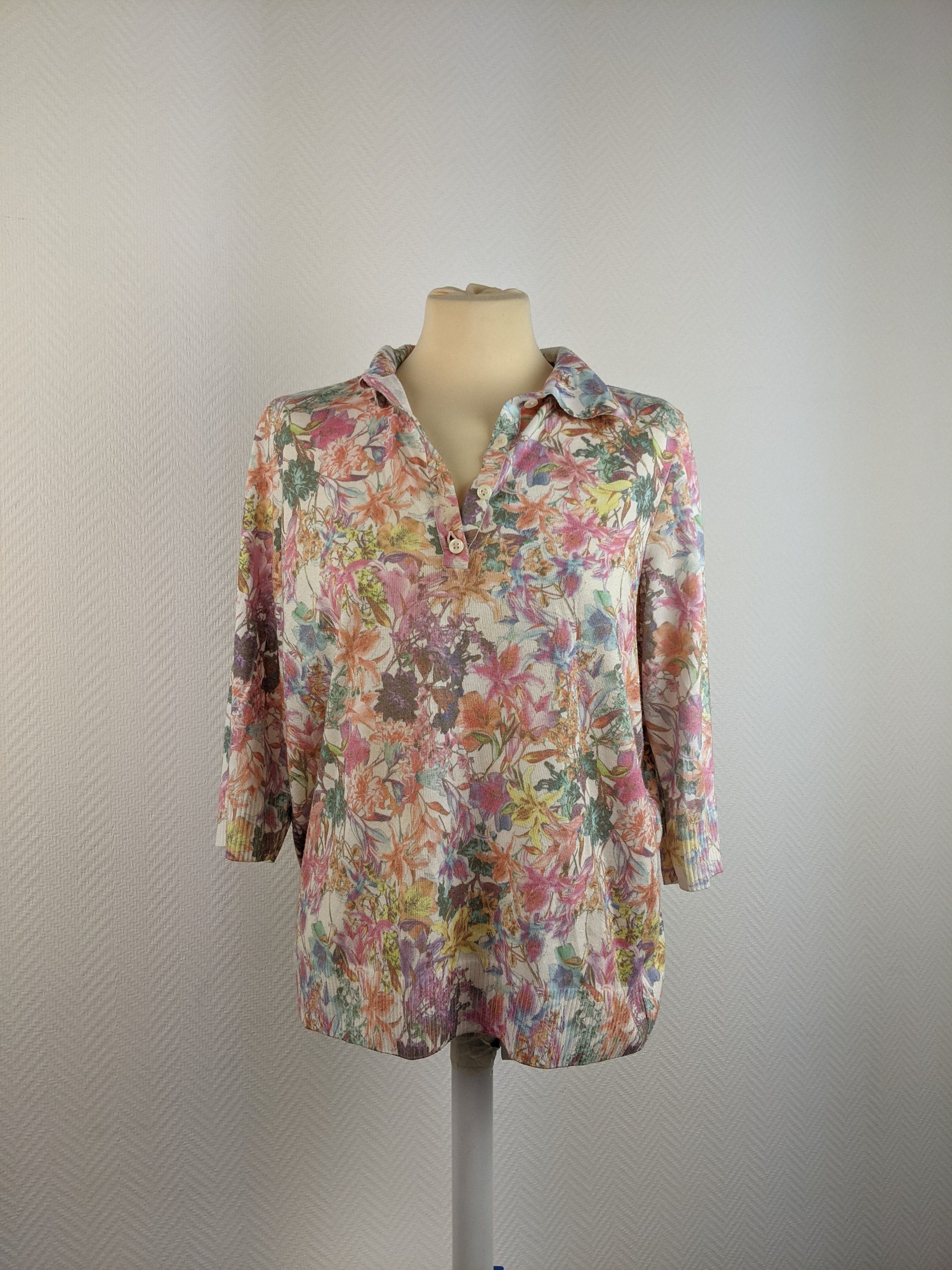 Front view of Atelier floral button-up blouse