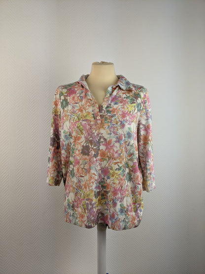 Front view of Atelier floral button-up blouse