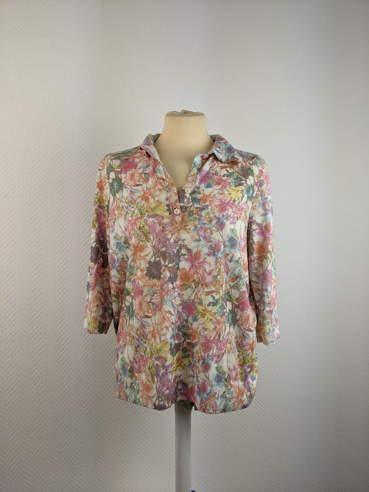 Front view of Atelier floral button-up blouse
