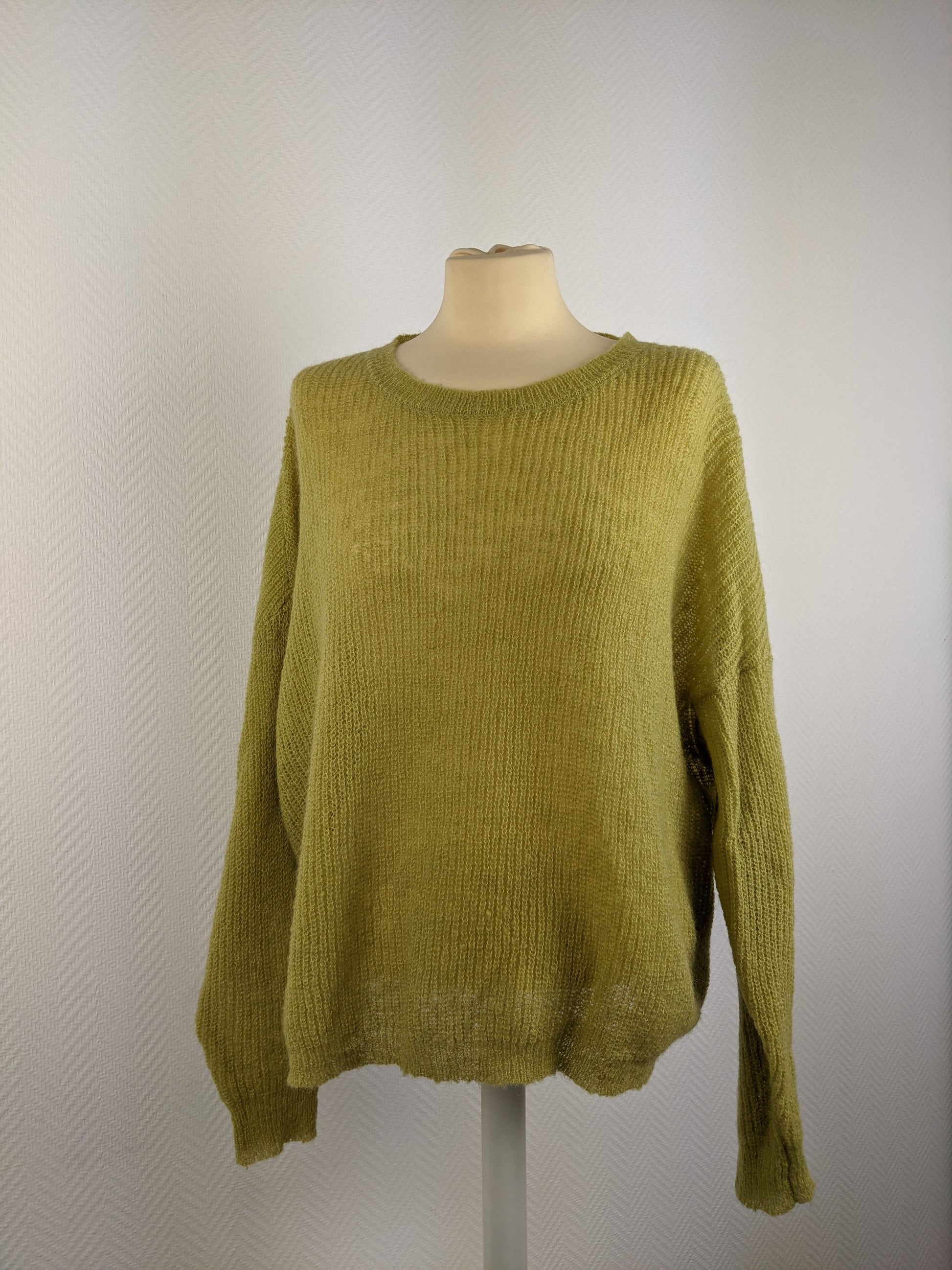 Front view of olive green sweater