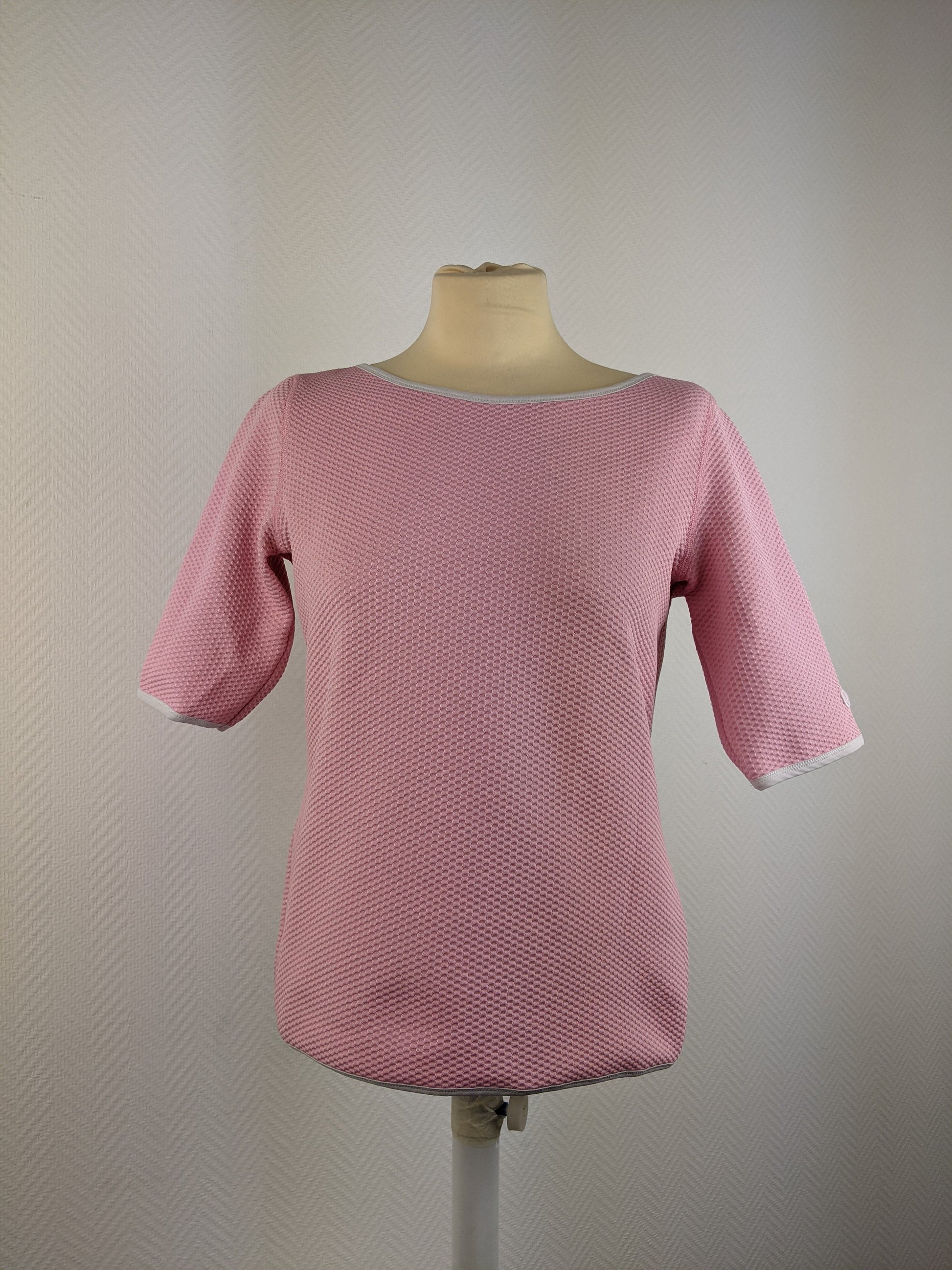 Front view of pink textured top