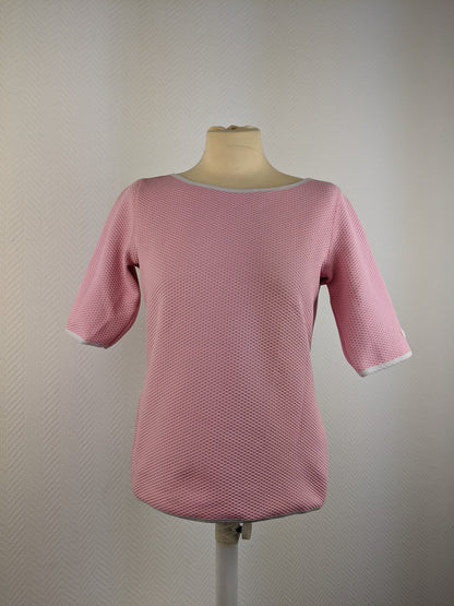 Front view of pink textured top