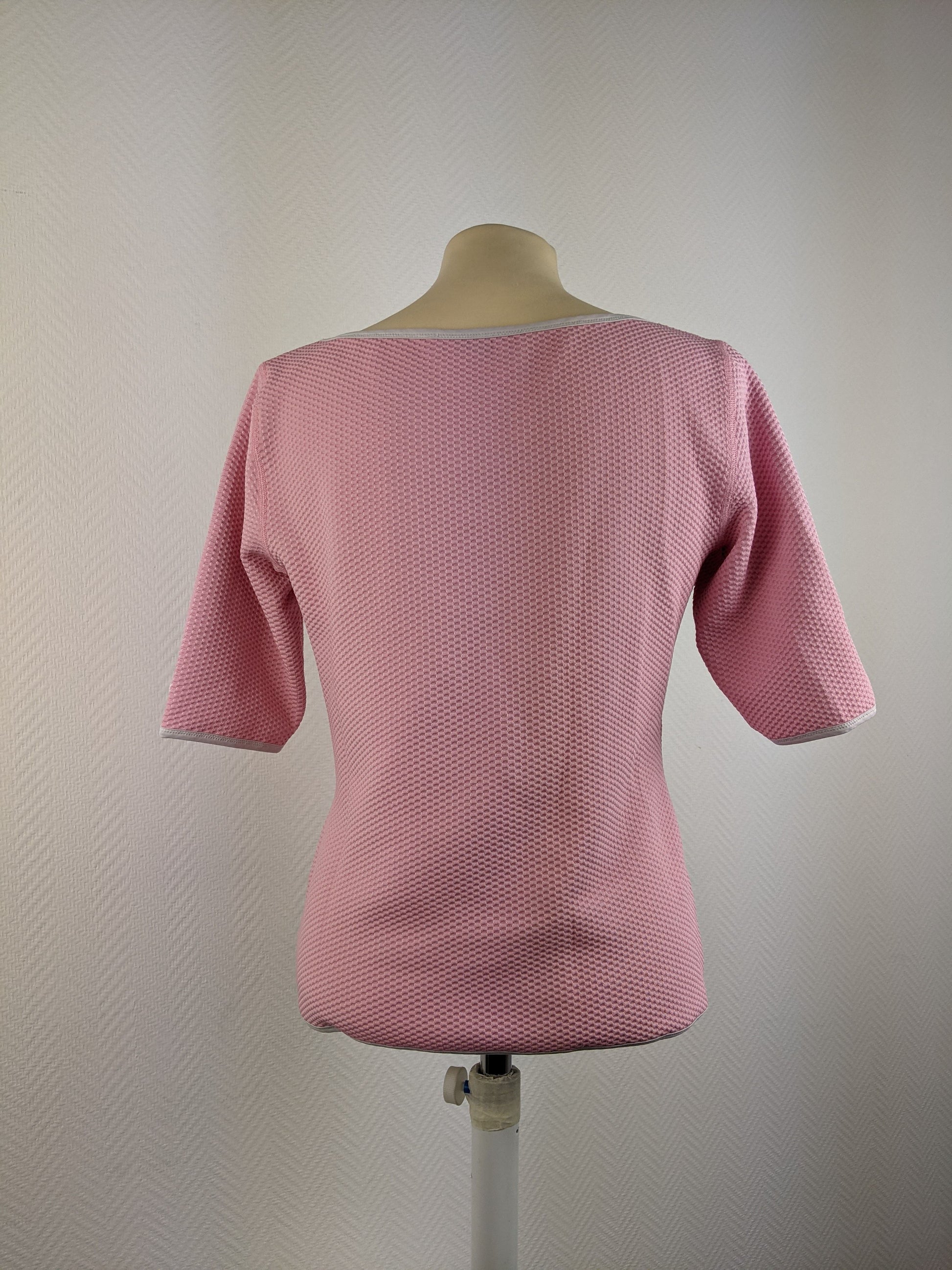 Back view of pink textured top