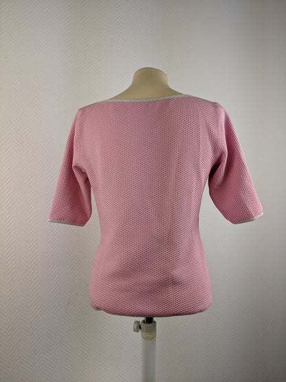 Back view of pink textured top