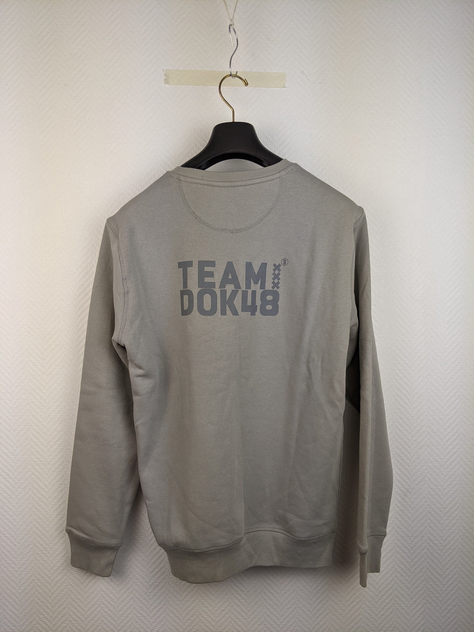 Back view of grey Stanley/Stella sweatshirt with logo