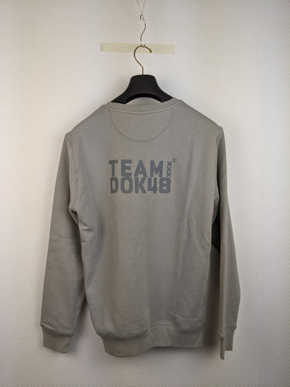 Back view of grey Stanley/Stella sweatshirt with logo