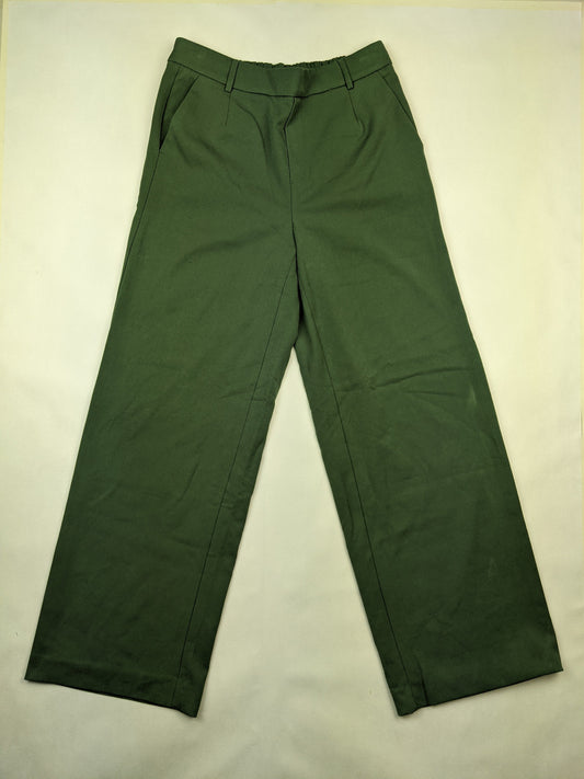 Front view of green straight-leg pants