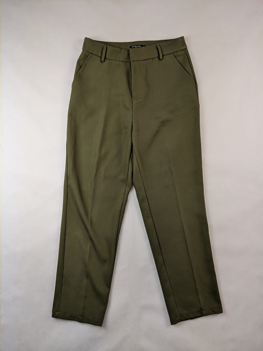 Front view of olive green trousers