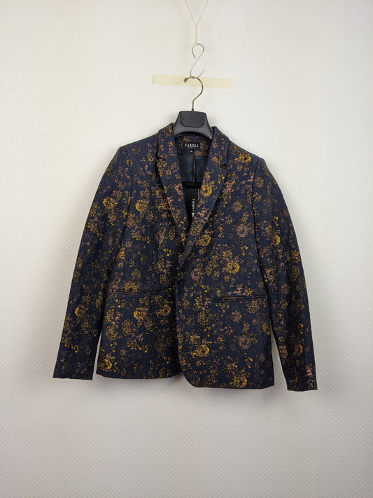 Front view of Caroll floral patterned blazer