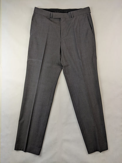 Front view of Hugo Boss pinstripe trousers