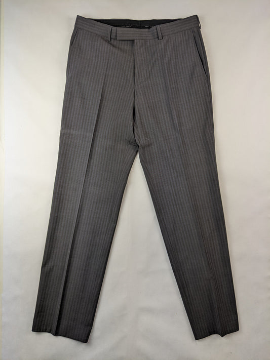 Front view of Hugo Boss pinstripe trousers