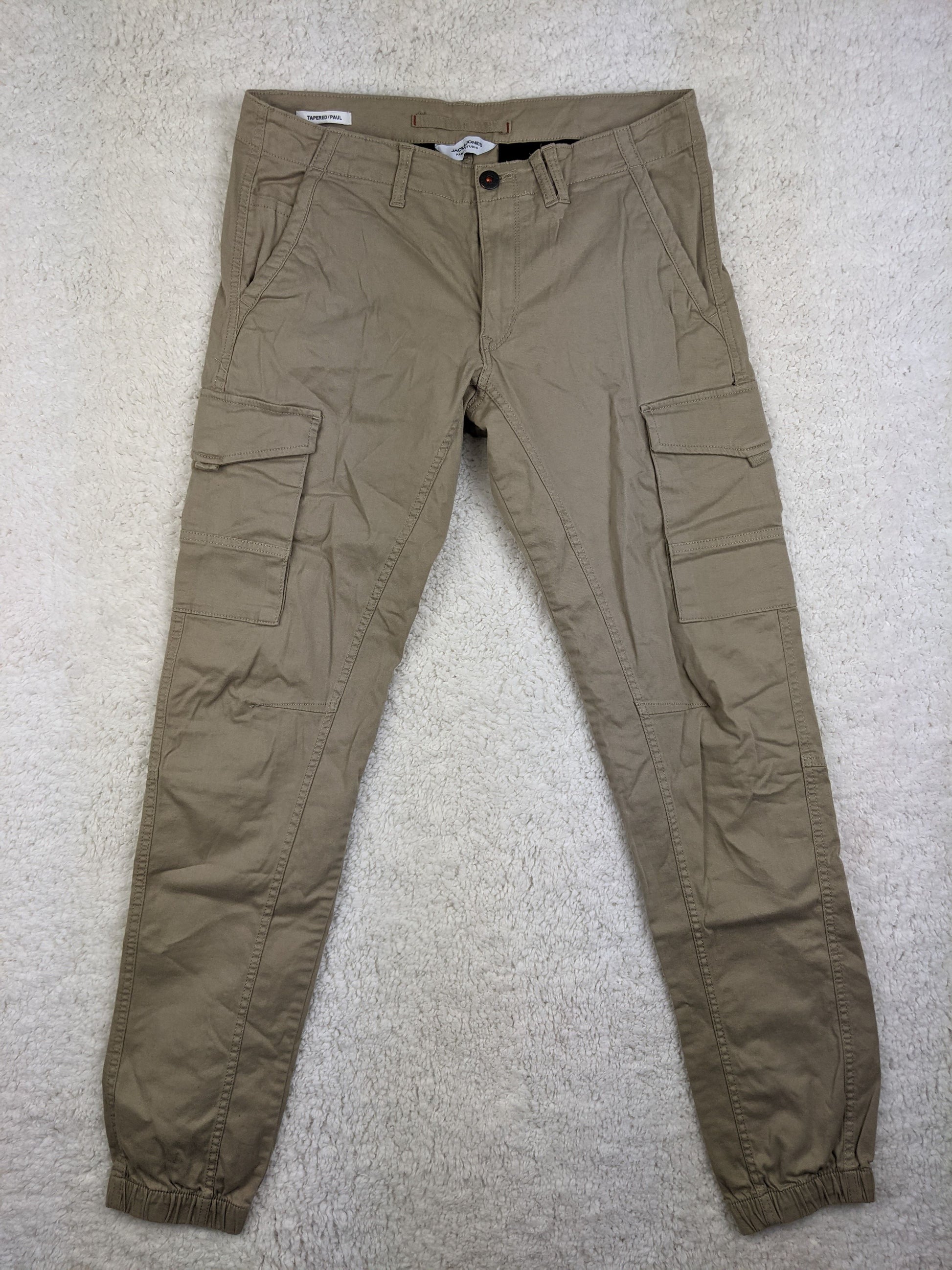 Front view of Jack & Jones khaki cargo pants